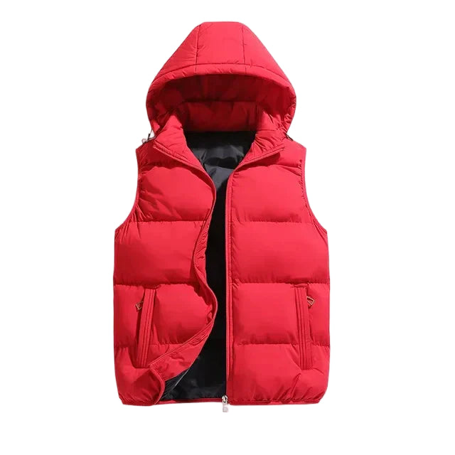 Herr quiltad väst med huva