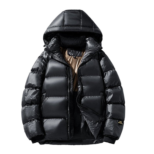 Herrjacka med huva och vadderad struktur