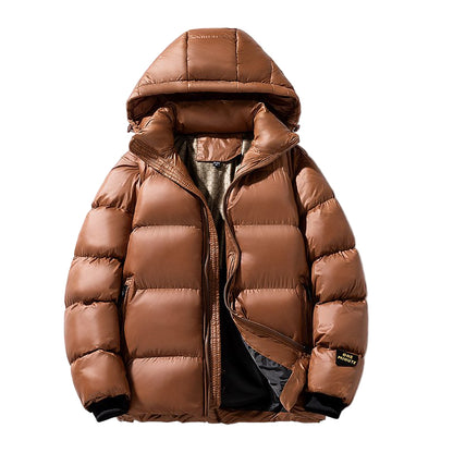 Herrjacka med huva och vadderad struktur