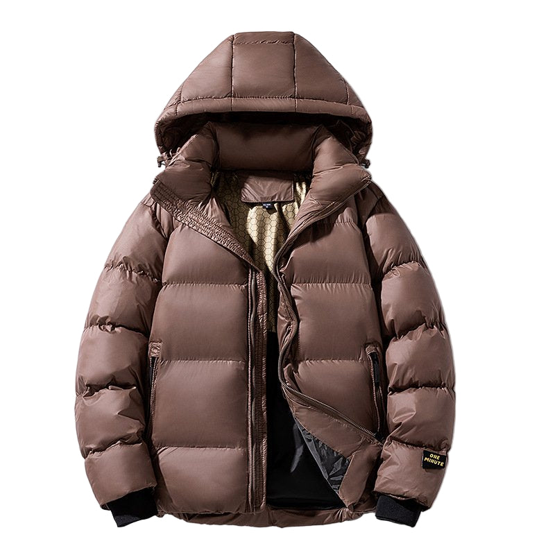 Herrjacka med huva och vadderad struktur