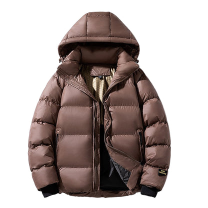 Herrjacka med huva och vadderad struktur