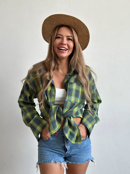 Rutig flanellskjorta för kvinnor