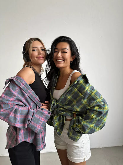 Rutig flanellskjorta för kvinnor