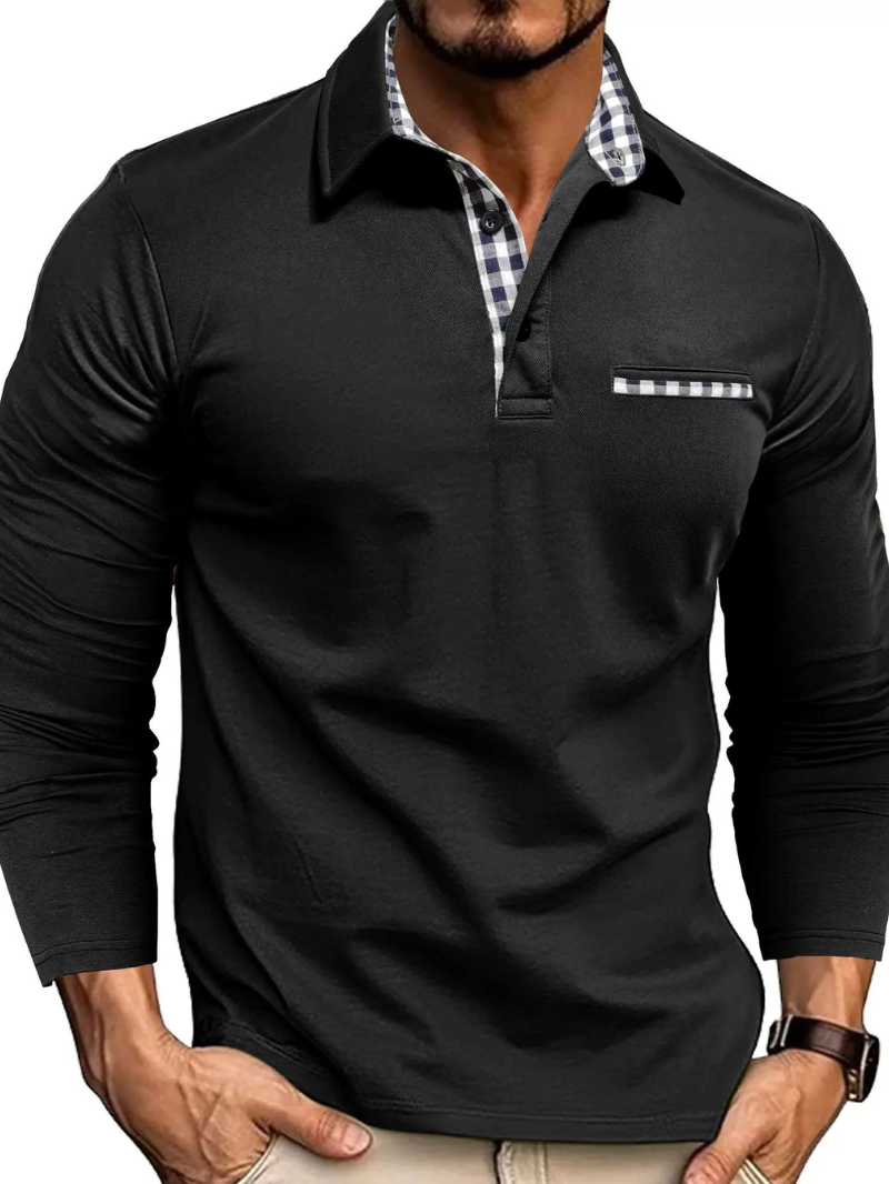 Herr långärmad pikétröja - Golftröja för män