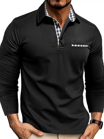 Herr långärmad pikétröja - Golftröja för män