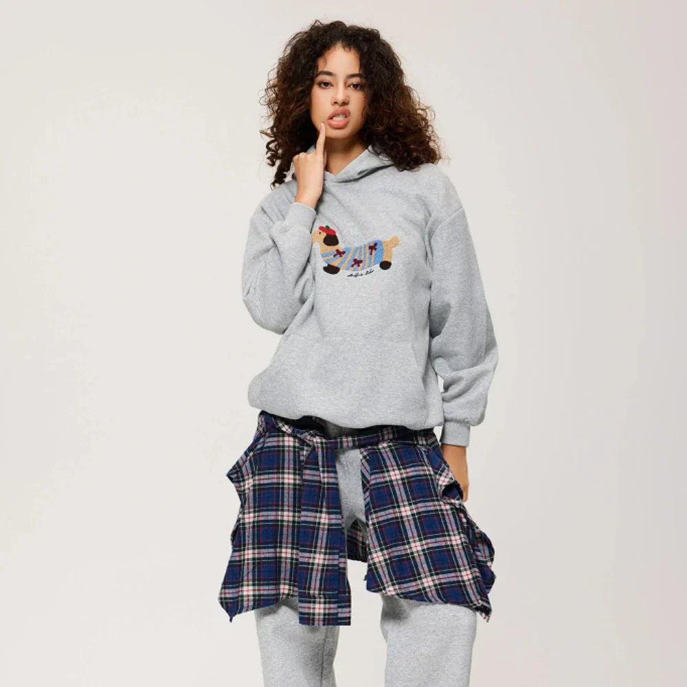 Stilig unisex-hoodie med broderat motiv