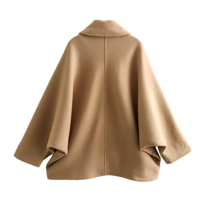 Varm vinterjacka i ull med fickor för kvinnor