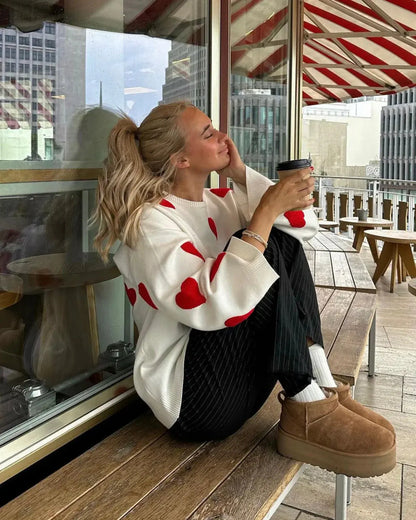 Damtröja med hjärtan – vintermodell