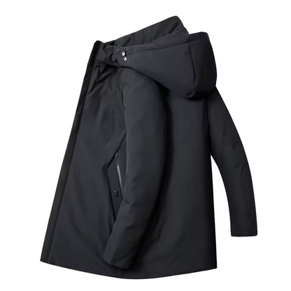 Varm vinterjacka med huva för män